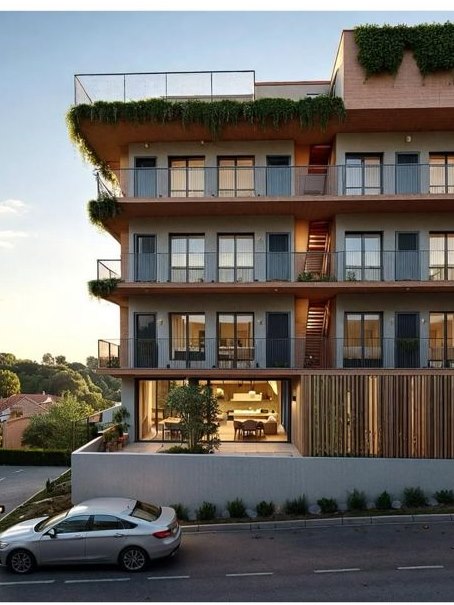 Pousada de quatro pavimentos em Pipa, com jardins suspensos nas varandas